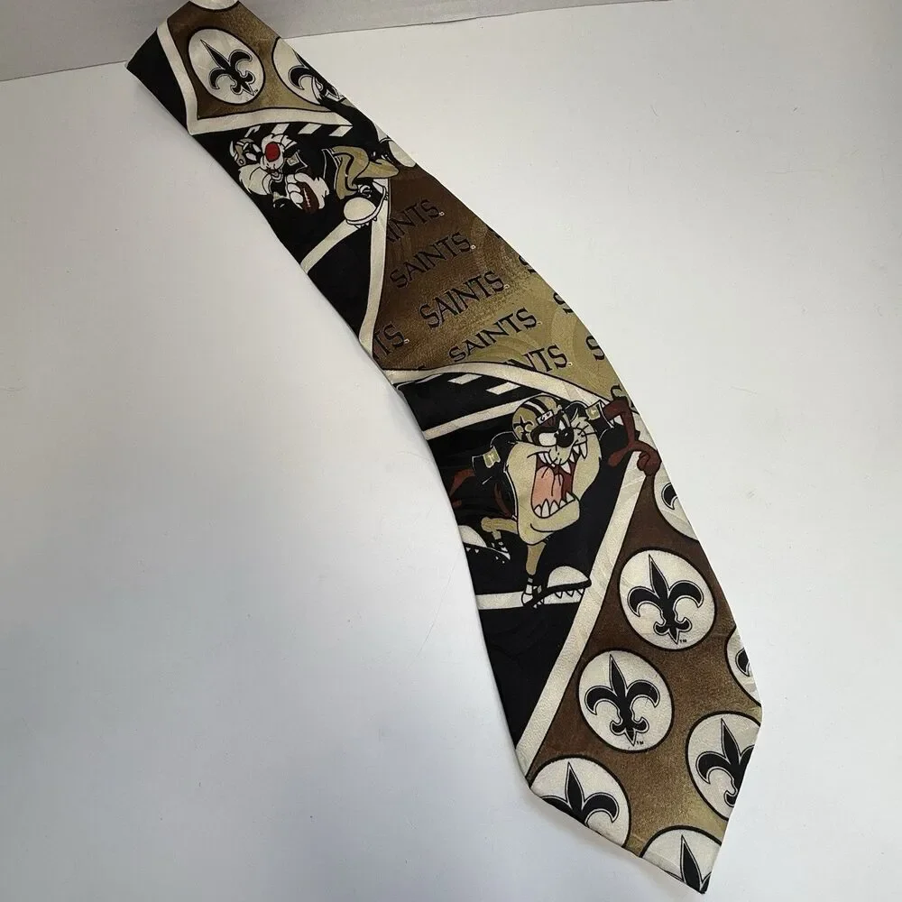 Vintage 1993 New Orleans Saints Looney Tunes 100% Silk Neck Tie